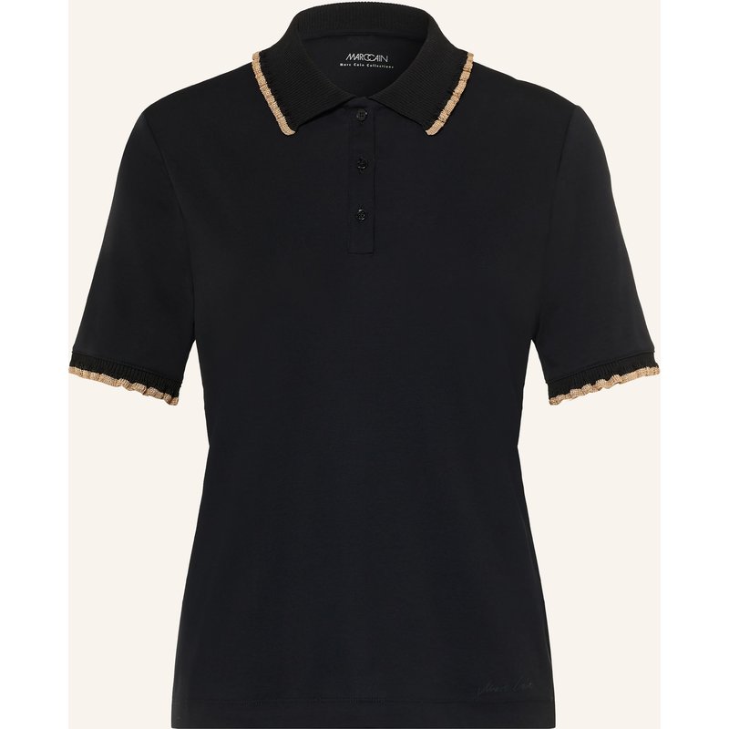 Marc Cain Jersey-Poloshirt Mit Rüschen schwarz