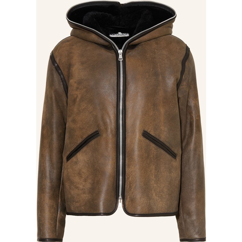 Our Legacy Lederjacke Mit Kunstfell braun