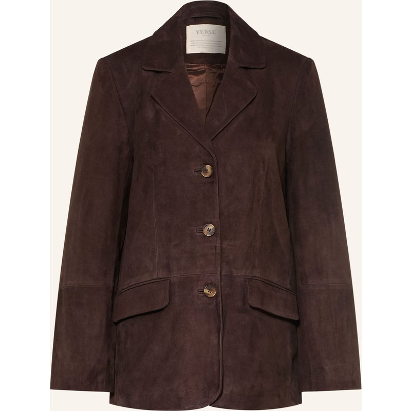 Yerse Lederblazer Suede braun