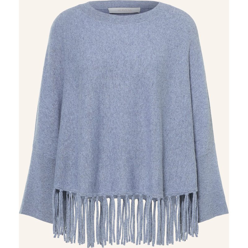 Herzens Poncho Maja Mit Cashmere blau