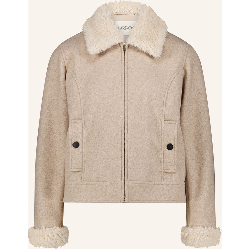 Cartoon Kastenjacke Mit Teddyfell beige