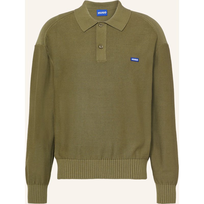 Hugo Strick-Poloshirt San Petty Oversized Fit gruen