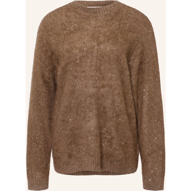 Purschoen Pullover Amdo Mit Pailletten Und Glitzergarn braun