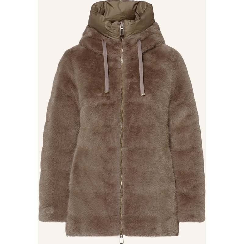Duno Lightweight-Daunenjacke Andrada Mit Kunstfell beige