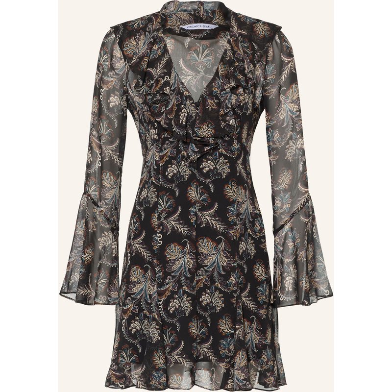 Veronica Beard Seidenkleid Adrienne Mit Volants schwarz