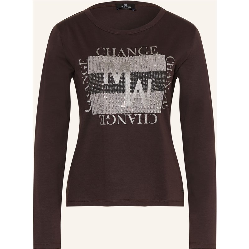 Monari Longsleeve Mit Schmucksteinen braun