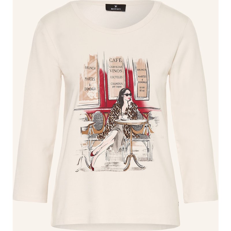 Monari Shirt Mit 3/4-Arm Und Schmucksteinen weiss