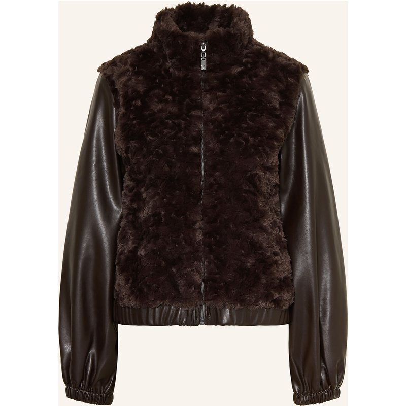 Monari Blouson Im Materialmix Mit Kunstfell braun