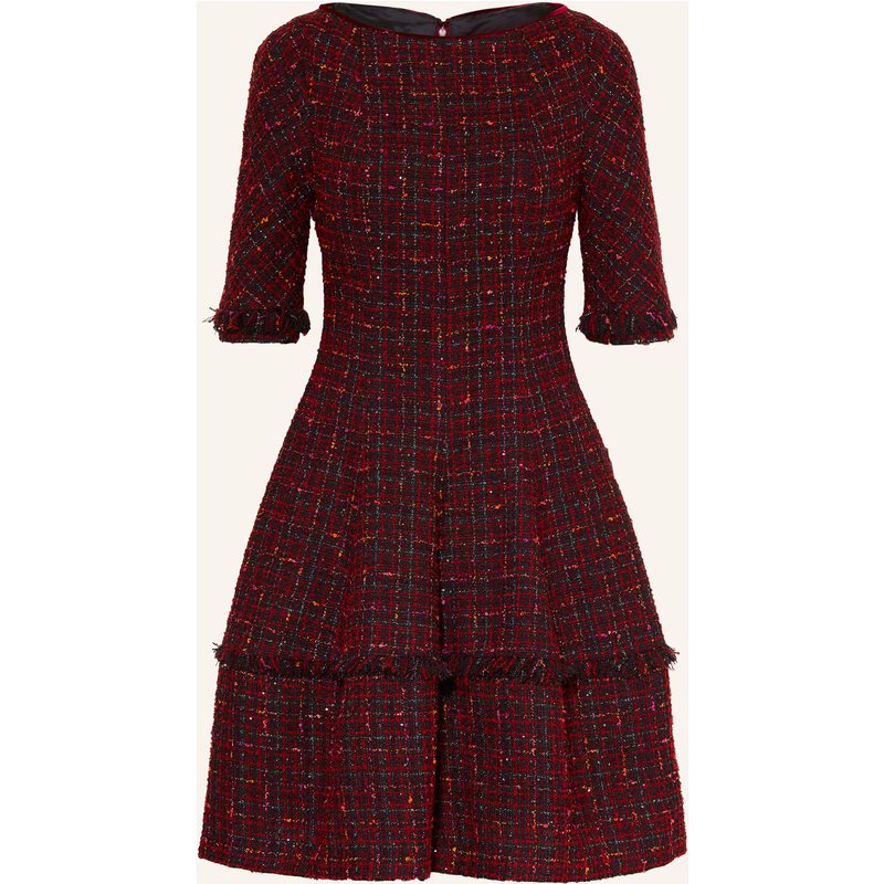Talbot Runhof Bouclé-Kleid Mit Glitzergarn rot