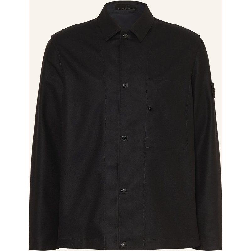 Stone Island Overjacket Ghost Aus Flanell schwarz