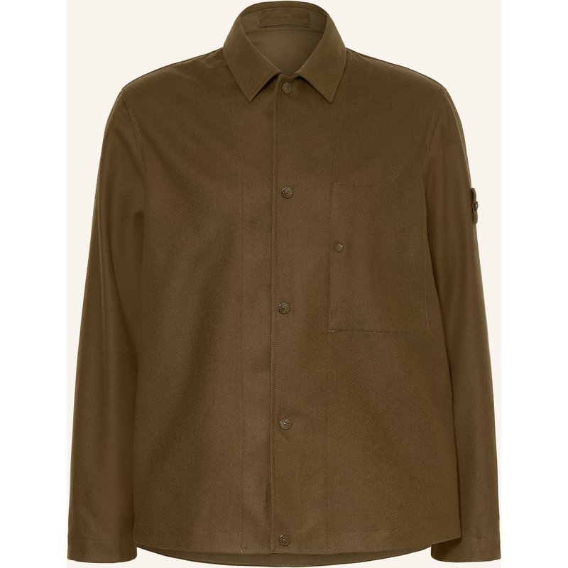Stone Island Overjacket Ghost Aus Flanell gruen