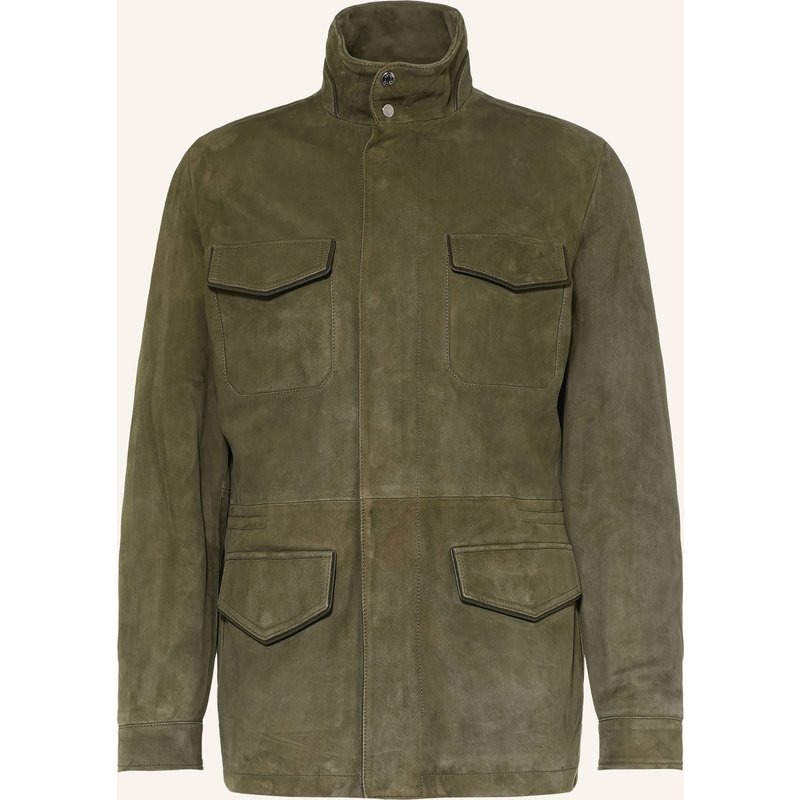 Jacob Cohen Fieldjacket Aus Leder gruen