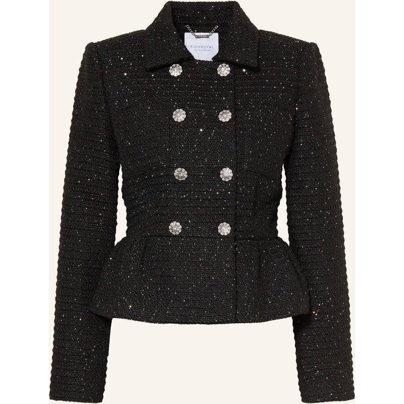 Rich & Royal Bouclé-Blazer Mit Pailletten schwarz