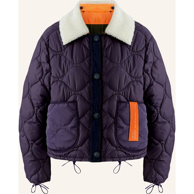 Oui Steppjacke Zum Wenden Mit Abnehmbarem Kunstfell lila