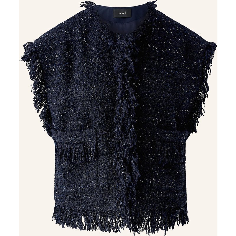 Oui Bouclé-Weste Mit Glitzergarn blau