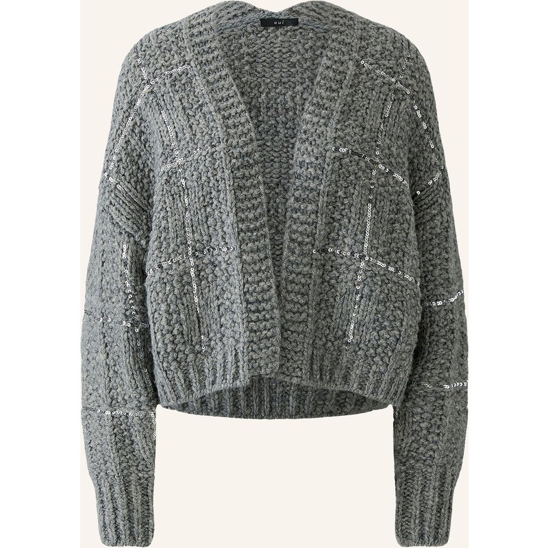 Oui Strickhülle Mit Pailletten grau