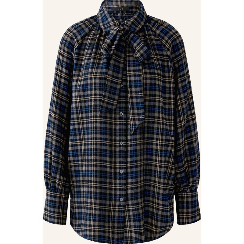 Oui Flanellbluse Mit Abnehmbarer Schluppe blau