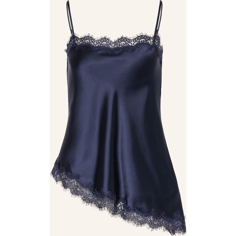 Damson Madder. Blusentop Tansy Aus Satin Mit Spitze blau