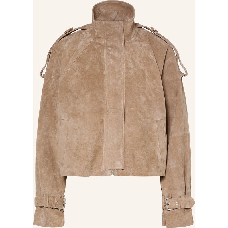 Mrs & Hugs Lederjacke beige
