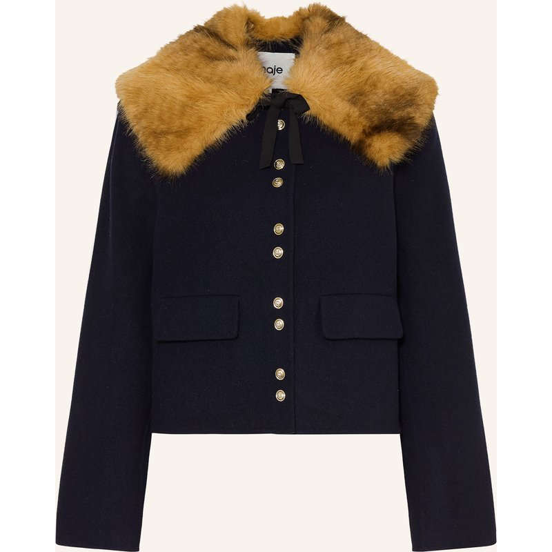 Maje Kastenjacke Mit Abnehmbarem Kunstfell blau