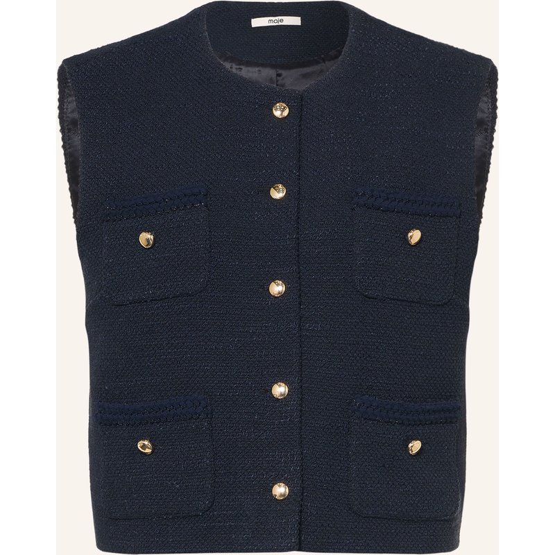 Maje Tweed-Weste Mit Glitzergarn blau