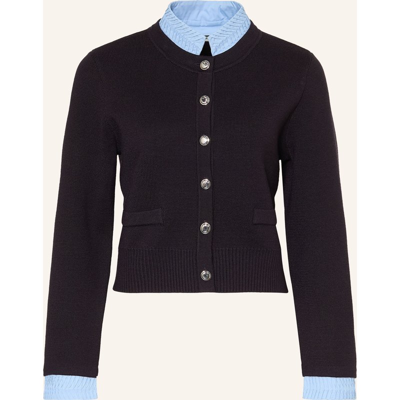 Sandro Strickjacke Im Materialmix Mit Abnehmbarem Kragen blau