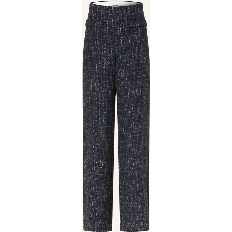 Sandro Marlenehose Aus Tweed Mit Glitzergarn Und Pailletten blau