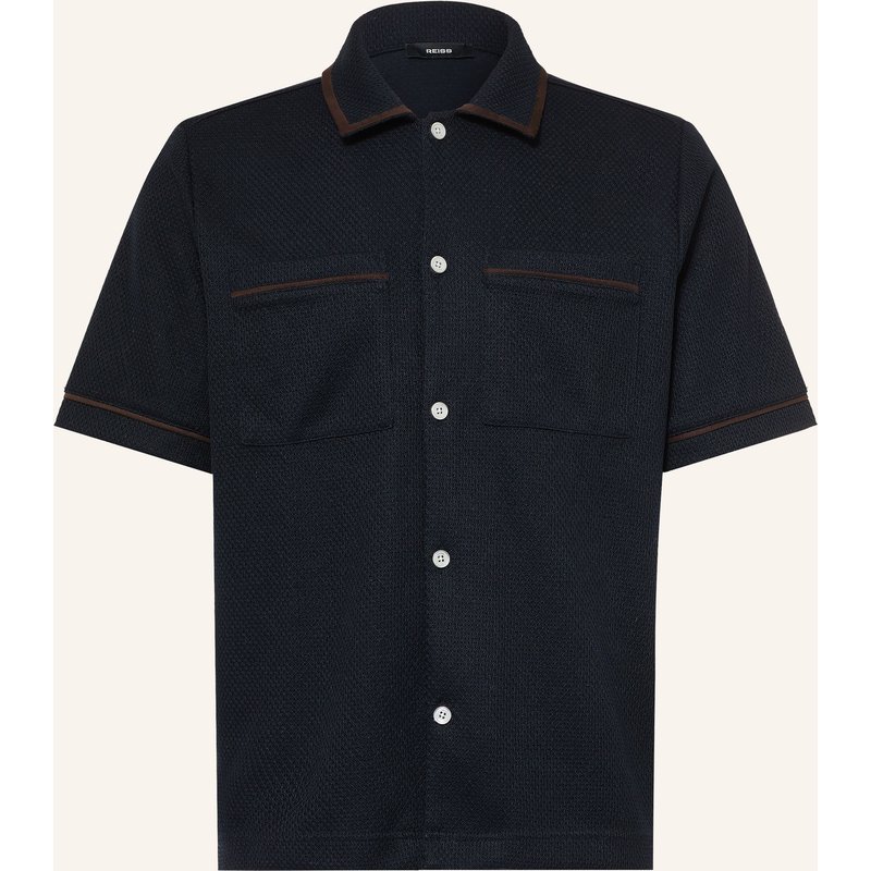Reiss Kurzarm-Hemd Weaver Comfort Fit blau