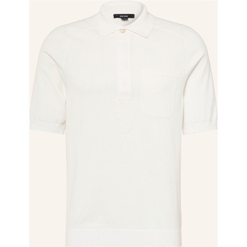 Reiss Strick-Poloshirt Selkirk weiss