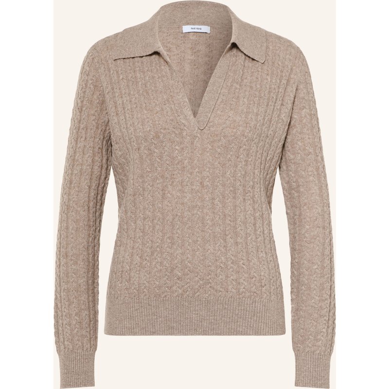 Reiss Strick-Poloshirt Millie beige