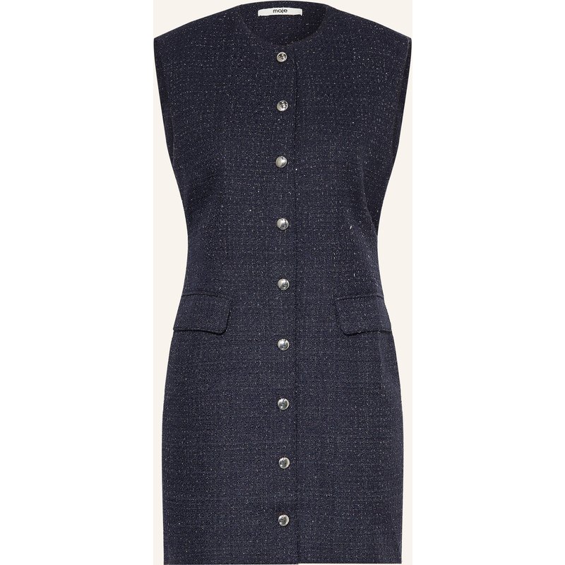 Maje Etuikleid Aus Tweed Mit Glitzergarn blau