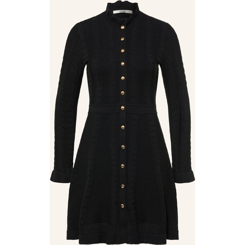 Maje Strickkleid Mit Rüschen schwarz