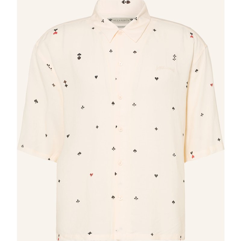 Allsaints Kurzarm-Hemd Cardsuit Oversized Fit weiss