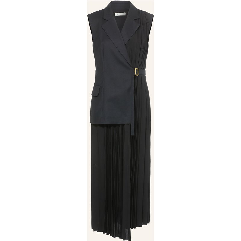 Sandro Wickelkleid Im Materialmix Mit Plissees schwarz