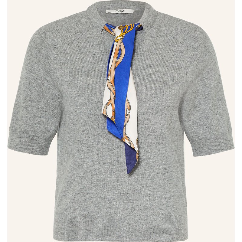 Maje Strickshirt Mit Abnehmbarem Tuch grau