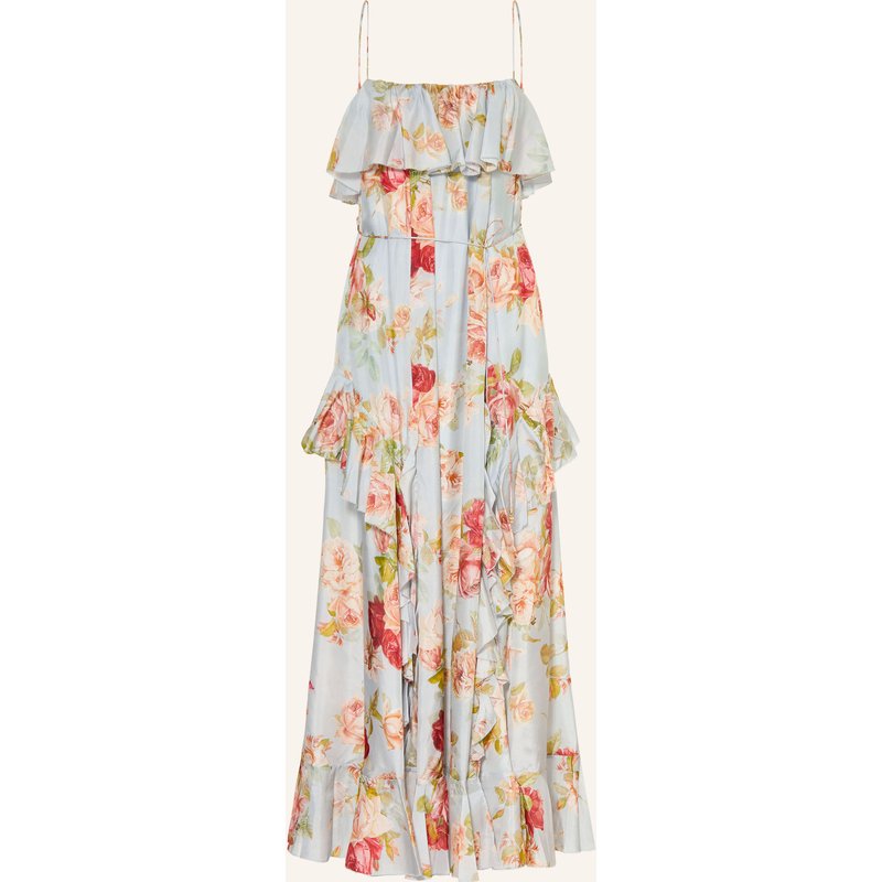 Zimmermann Seidenkleid Roselight Mit Volants blau