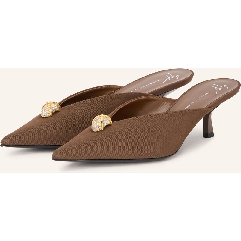 Giuseppe Zanotti Design Mules Raquel Mit Schmucksteinen braun