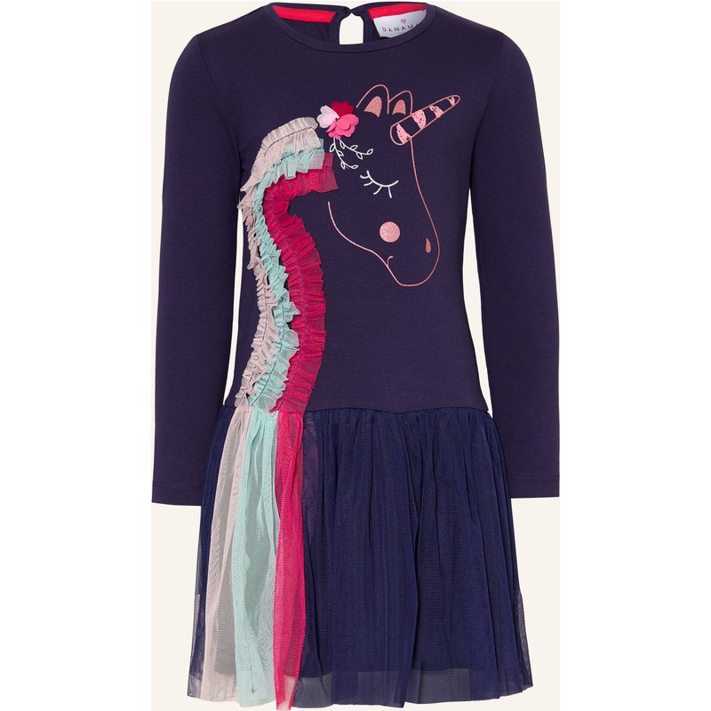 Danamade Kleid Im Materialmix blau