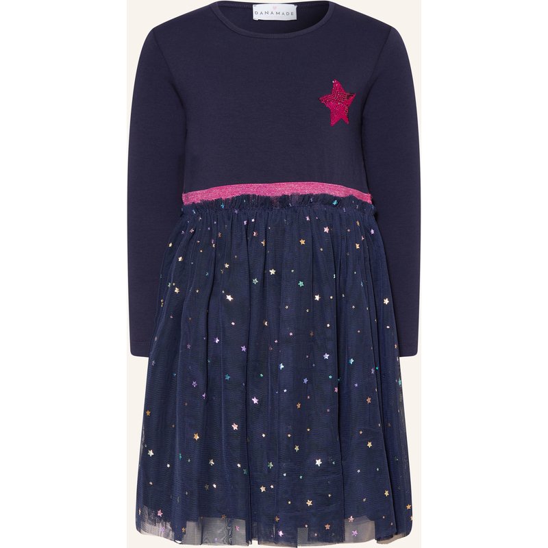 Danamade Kleid Im Materialmix Mit Pailletten Und Glitzergarn blau