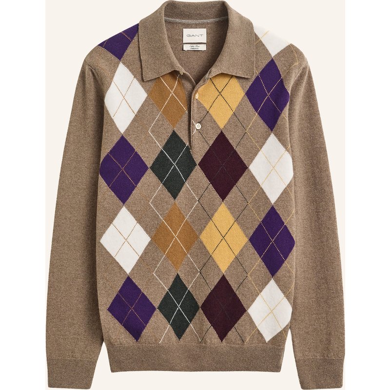Gant Strick-Poloshirt braun