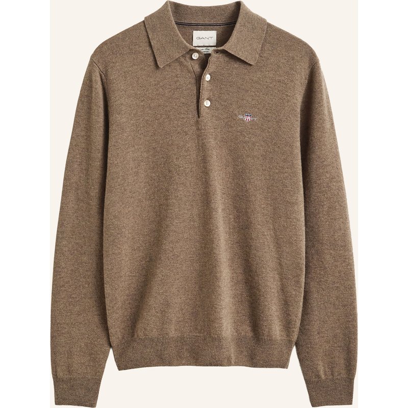 Gant Strick-Poloshirt braun