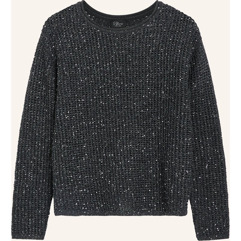 S.Oliver Black Label Pullover Mit Pailletten grau