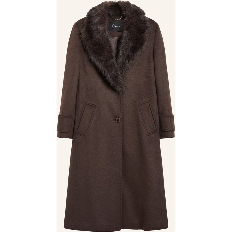 S.Oliver Black Label Mantel Mit Abnehmbarem Kunstfell braun