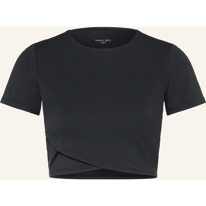 Sweaty Betty Cropped-Funktionsshirt All Day In Wickeloptik schwarz