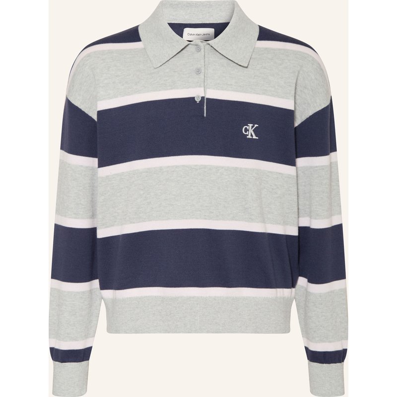 Calvin Klein Strick-Poloshirt grau