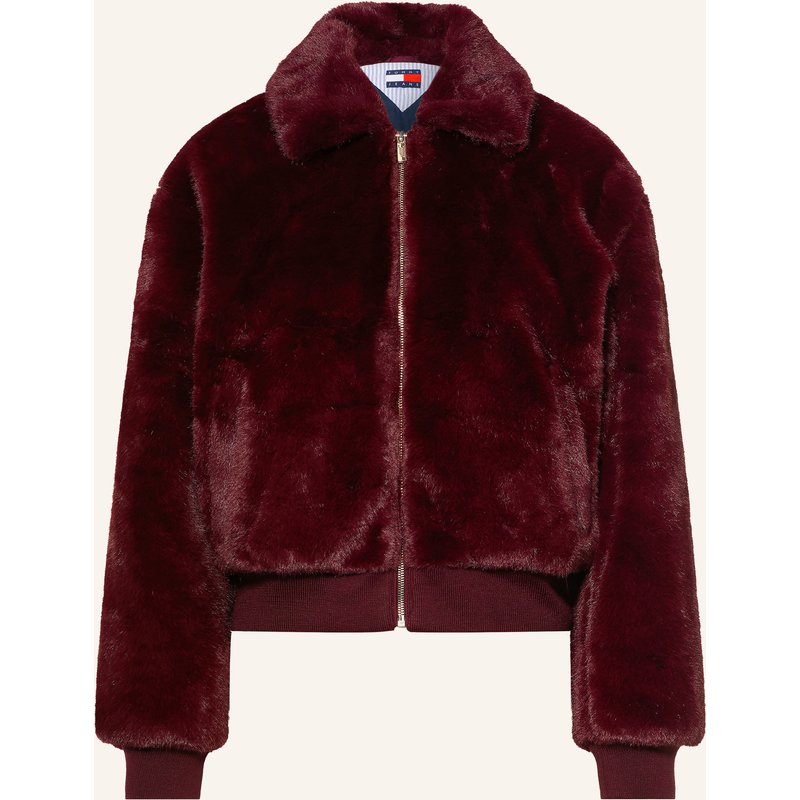 Tommy Jeans Kunstfell-Jacke rot
