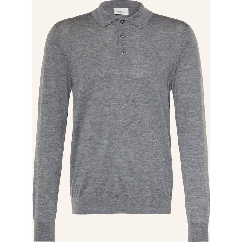 Profuomo Strick-Poloshirt grau