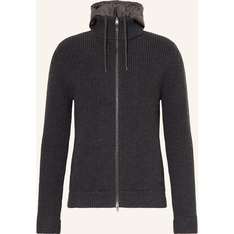 Herno Strickjacke Mit Abnehmbarer Kapuze grau