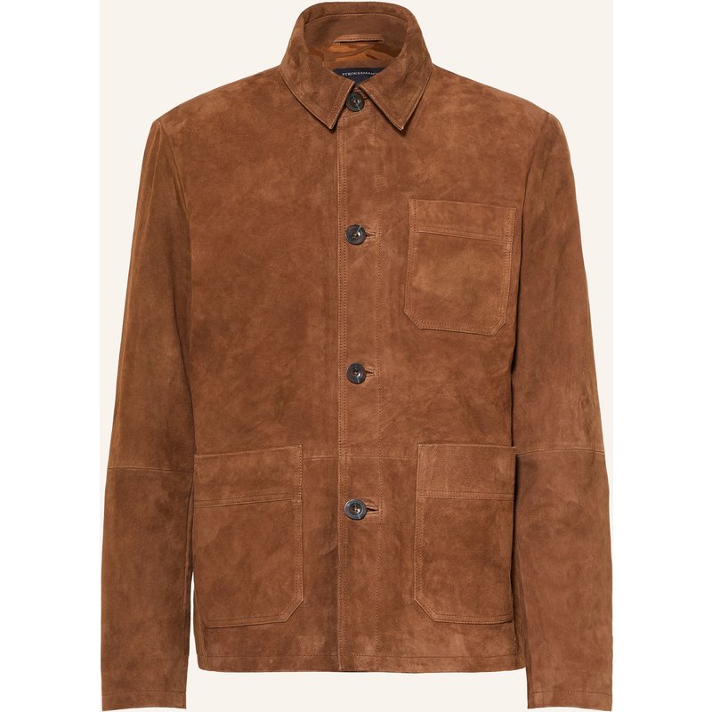 Strokesman's Leder-Overshirt braun