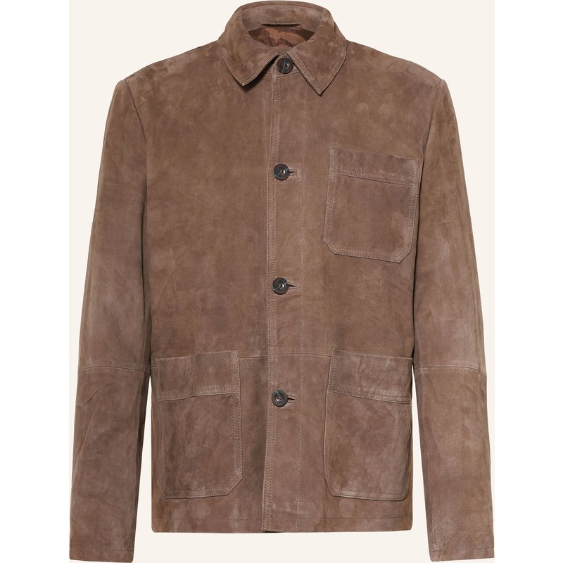 Strokesman's Leder-Overshirt braun